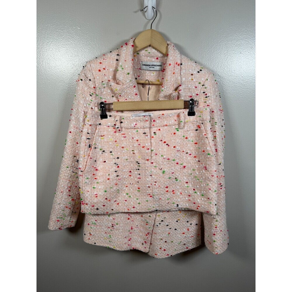 Amanda Uprichard Tweed Sawyer Blazer Skirt Set Size Small/Medium Pink Confetti - Picture 2 of 15